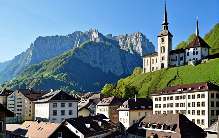 ** "Stable Liechtenstein cityscape under a clear sky, highlighting economic stability. Modern buildings blend with traditional architecture. The visual focuses on the solid foundation of the real estate market."

**
