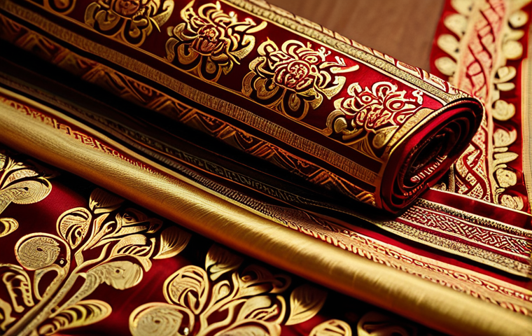 Modern Thai Silk Design**
"Close-up of vibrant, intricately patterned Thai silk fabric. Gold and crimson colors dominate. Traditional motifs with a modern twist. Soft, diffused lighting. Focus on texture and detail. professional, modest, family-friendly, safe for work, appropriate content, fully clothed, perfect anatomy, natural proportions, high quality."
**